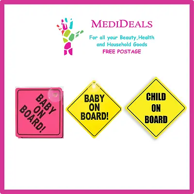 Baby / Child On Board Sign With Suction Cups For Car • £1.99