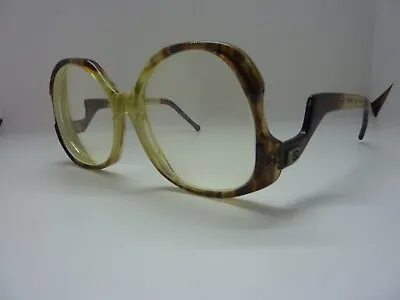 Vintage 70s 80s Drop Arm Eyeglasses Frames Oversized Hipster Caramel Brown FRAME • $49