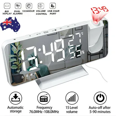 $33.49 • Buy LED Digital Projection Alarm Dual Clock FM Radio Snooze Dimmer Ceiling Projector