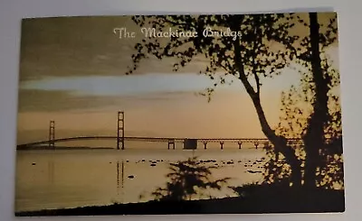 Michigan The Mackinac Bridge Vintage Postcard Shoreline Trees Unposted DV • $5.17