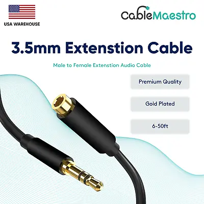 3.5mm Audio Extension Cable Headphone Stereo Cord Male To Female AUX Car MP3 Lot • $15.25