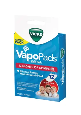 Vicks VapoPads Refills Family Pack 12 Menthol Scent Pads For Vaporizer • $12.95