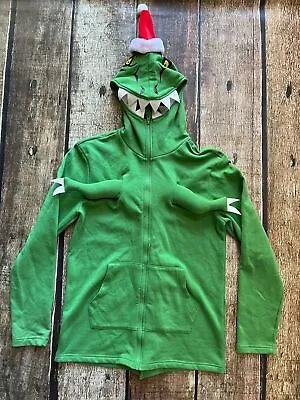 American Rag Ugly Christmas T-rex Santa Hoodie Funny Mens Size Small Excellent • $19.99