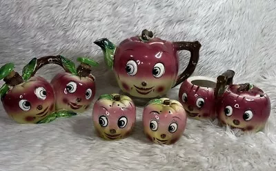 Vintage Japan Anthropomorphic Apple Face Tea Setcondimentkitchen • $80