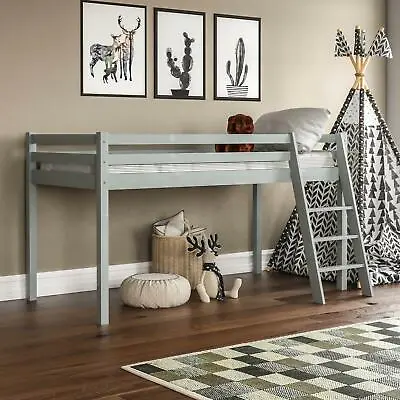 High Sleeper Bed Cabin Loft Bed Solid Wood Frame Childrens Kids Single 3FT Grey • £129.99