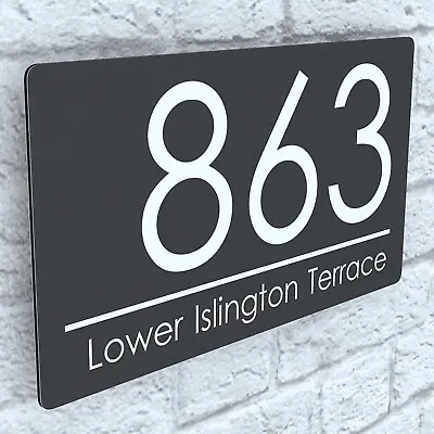 Floating Modern House Signs Plaques Door Numbers 1 - 999 Personalised Name Plate • £14.99