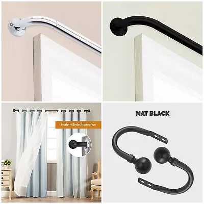 Extendable Metal Curtain Pole 28mm Curtain Rod With Rings Hooks Rod Fittings • £21.59