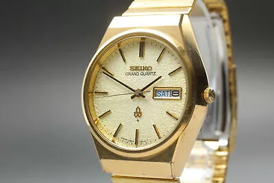 Vintage 1977 Seiko GRAND QUARTZ 4843-8100 Gold Men's Wristwatch From JAPAN • $485.71