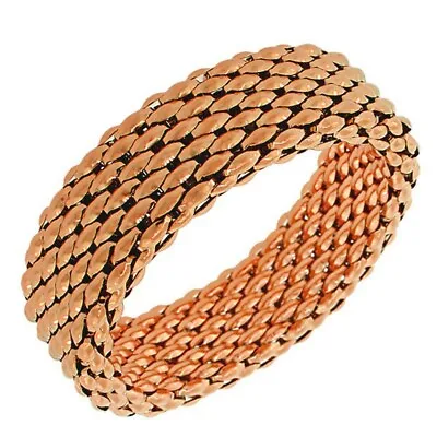 Stainless Steel Rose Gold-Tone Mesh Wide Stretch Womens Bangle Bracelet • $12.99