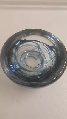 Kosta Boda Candle Holder Blue Swirl • $32