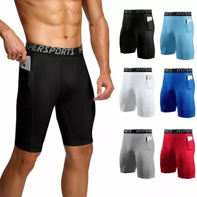 Men Gym Tight Pocket Leggings Compression Shorts Fast Dry Pant Running Shorts • $10.59