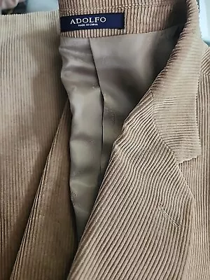 Adolfo Mens Beige 2 Button Corduroy Blazer Size 48R • $40