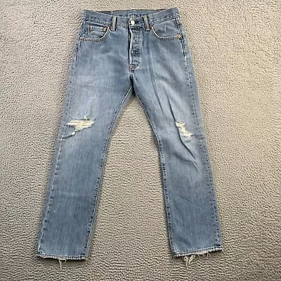 Levis Jeans Mens 30x30 (Actual 30x28) Blue Denim 501 Distressed Faded Workwear • $29.88