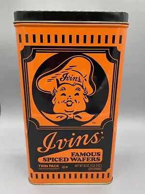 Vintage Ivins Famous Spiced Wafers Tin Orange Collectible Halloween • $15.99