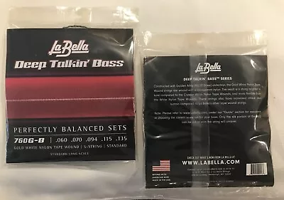 La Bella  Deep Talkin Bass   760G  4-String  Gold White Nylon Tape Wnd  60-115 • $36.99