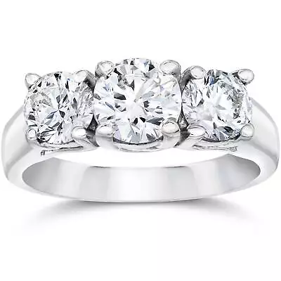 VS 1 3/8ct Three Stone Lab Grown Diamond Engagement Ring 14K White Gold • £772.10