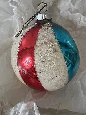 Vintage Blown Glass 3  Ornament~mica Stripes~multi Color~west Germany • $15