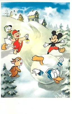 Postcard 1960s Disney Mickey Mouse Donald Duck Winter Fun Comic Humor TP24-3270 • $14.79