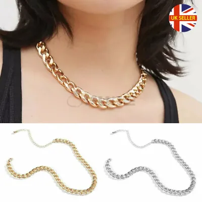 Chunky Punk Thick Cuban Linked Chain Necklace Womens Ladies Jewellery Gift UK • £3.99