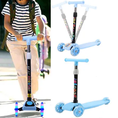 Scooter 3 Wheels Kids Child Scooter Kick Push LED Flashing Tilt Lean Boys Girls • £14.99