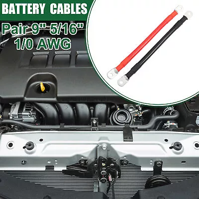 1 Pair Universal 1/0 Gauge AWG Car Battery Inverter Cables 9 In 5/16 In Lugs • $30.29