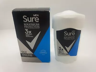 £7.45 • Buy Sure Men Maximum Protection Clean Scent Anti-Perspirant Cream 45ml