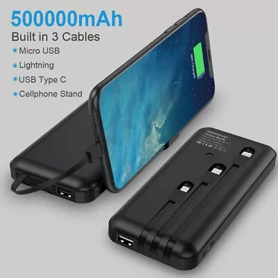 $38.99 • Buy 500000mah Power Bank Mirco USB+Type C+Lightning Output Charger For Mobile Phone