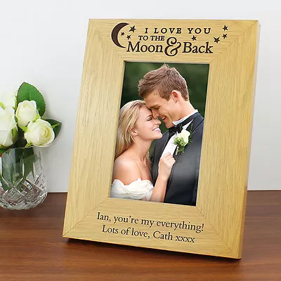 Personalised I LOVE YOU TO THE MOON AND BACK  4x6 Veneer Picture Photo Frame • £12.99