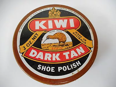 Vintage 3 Oz Net Kiwi Dark Tan Shoe Polish Tin Made In Australia • $30