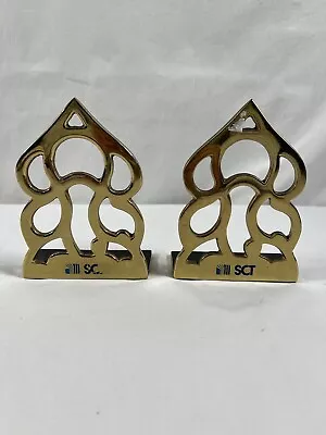 Pair Of 1983 Monticello Heavy Cast Brass Bookends Virginia Metalcrafters 8-21 • $23.30