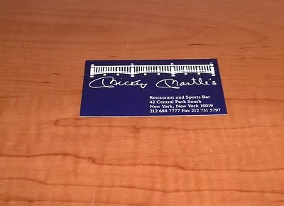 Mickey Mantle Restaurant And Sports Bar Nyc Business Card Mickey Mantle's Card • $5