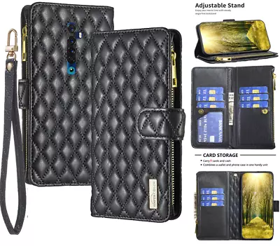 Oppo Reno2 Z Fashion Diamond-quilted PU Leather Multifunction Wallet Case • $15.50