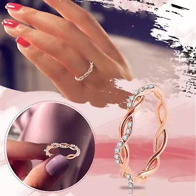 Women Ring Rhinestone Wedding Jewelry Rings Size 5-11 Alloy Gift Finger • $1.10