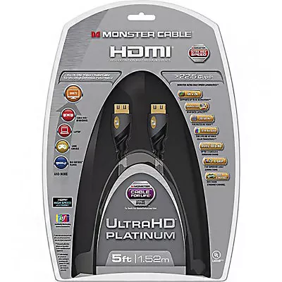 Monster 5ft. Ultra HD Platinum 4K Ultra High Speed HDMI Cable With Ethernet • $17.99