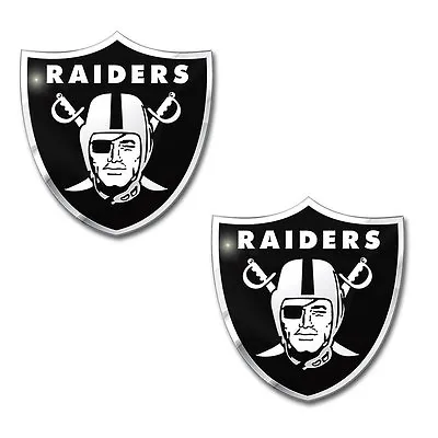 NFL 2pc Oakland Raiders Auto Car Truck 3D Aluminum Color Emblem Decal Sticker • $18.17