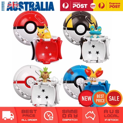 $39.95 • Buy 4 X Pokemon Ball Pikachu Pokeball Action Figures Cake Topper Figurine Kids Toys