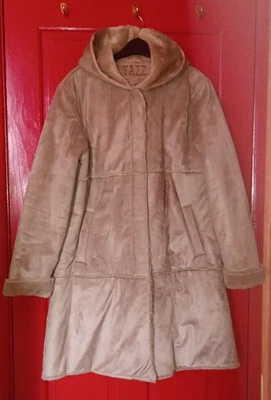 £12.99 • Buy Yazz Faux Sheepskin Shearling Hooded Coat Size 14