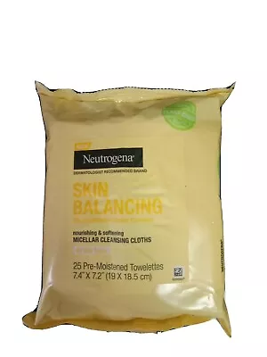 NEUTROGENA Skin Balancing Micellar Cleansing Cloths Makeup Remover Nourishing 25 • $12.40