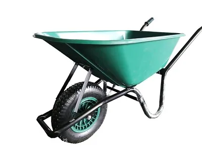 110 Litre Metal / Plastic Green Wheelbarrow Home Garden Cart With Pneumatic Tyre • £65.95
