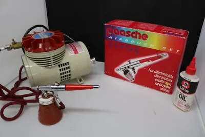 Vintage Paasche Airbrush Set Double Action W/ Speedy Air Compressor • $40