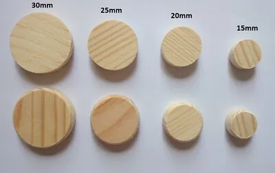 £3.49 • Buy PINE SOLID WOOD Plugs For 15 20 30 35 45 50mm Hole Wooden Button Caps Cover Flat