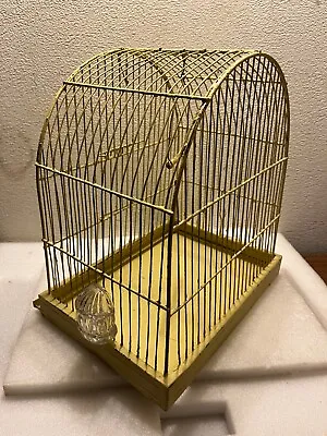 Vtg. PACIFIC Mid-Century Ornate Art-Deco Parakeet Bird Wire Cage House W Waterer • $49.99