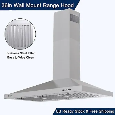 Wall Mount Range Hood 36inch Stainless Steel Kitchen Vent 450CFM 3-Speed Fan New • $155.99