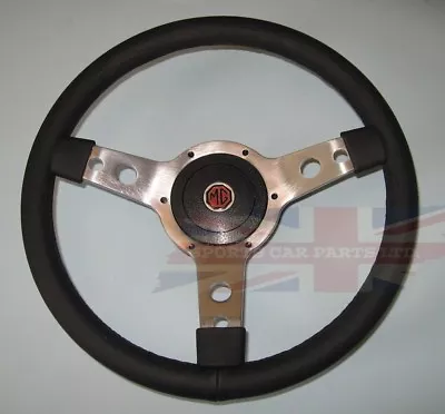 New 14  Leather Steering Wheel & Adaptor MGB 1977-1980 MG Midget 1978-1979 • $164.94