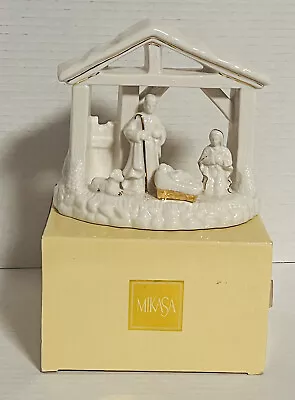 VTG Mikasa Nativity Votive Tea Light Candle Holder White Porcelain & Gold W/ Box • $14.99