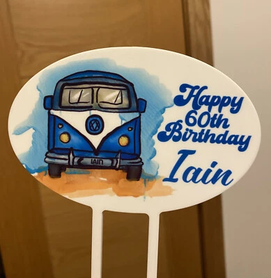 £6.50 • Buy VW Camper Van Acrylic Cake Topper Party Birthday Personalised Name Age