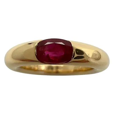 Vintage Cartier Deep Red Ruby 18k Yellow Gold Oval Ellipse Solitaire Ring 49 US5 • $3887.67