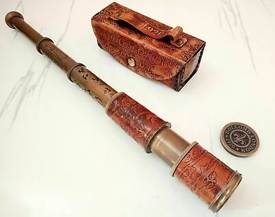 Nautical Antique Brass Monocle Vintage Telescope Spotting Scope Gif • $77.28