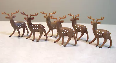 6 Plastic Christmas Deer Reindeer W/ Antlers & White Spots Decorations VTG ? • $8.50