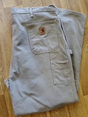 New Carhartt Size 46x32 Men 100% Cotton Carpenter Work Overall Jeans Gray • $29.99